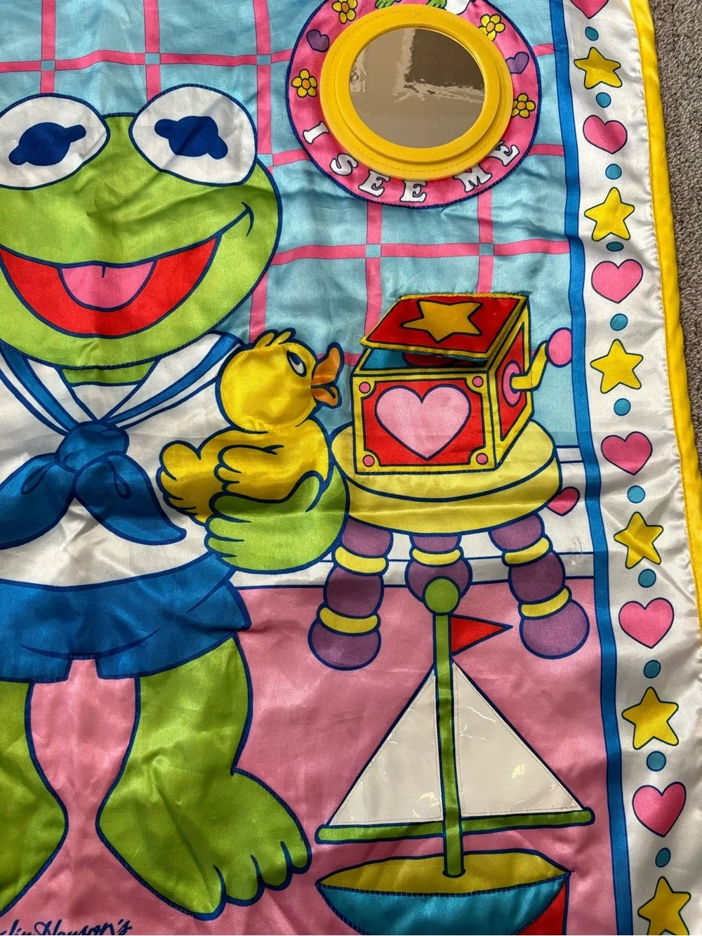 Vintage 1989 Muppet Babies Kermit Activity Babymat - Multicolor